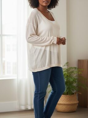 Women’s Long Sleeve Light Weight V-Neck Sweater by A New Direction NWT